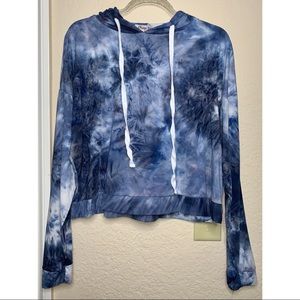 Blue Tie Dye Cropped Hoodie